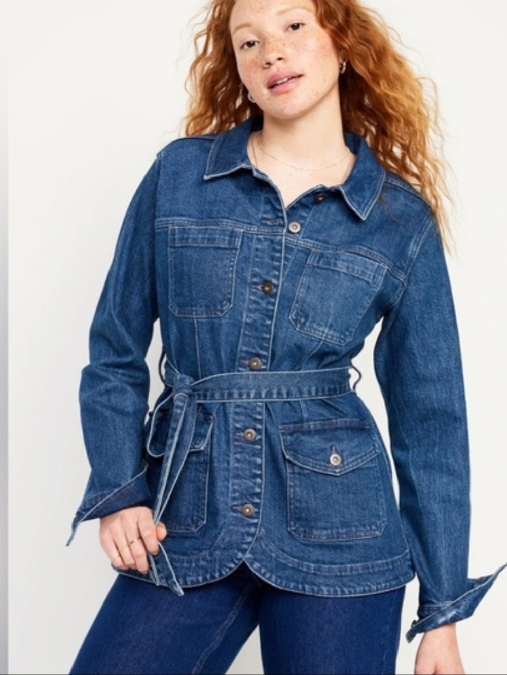 Denim Belted Jacket - Blue